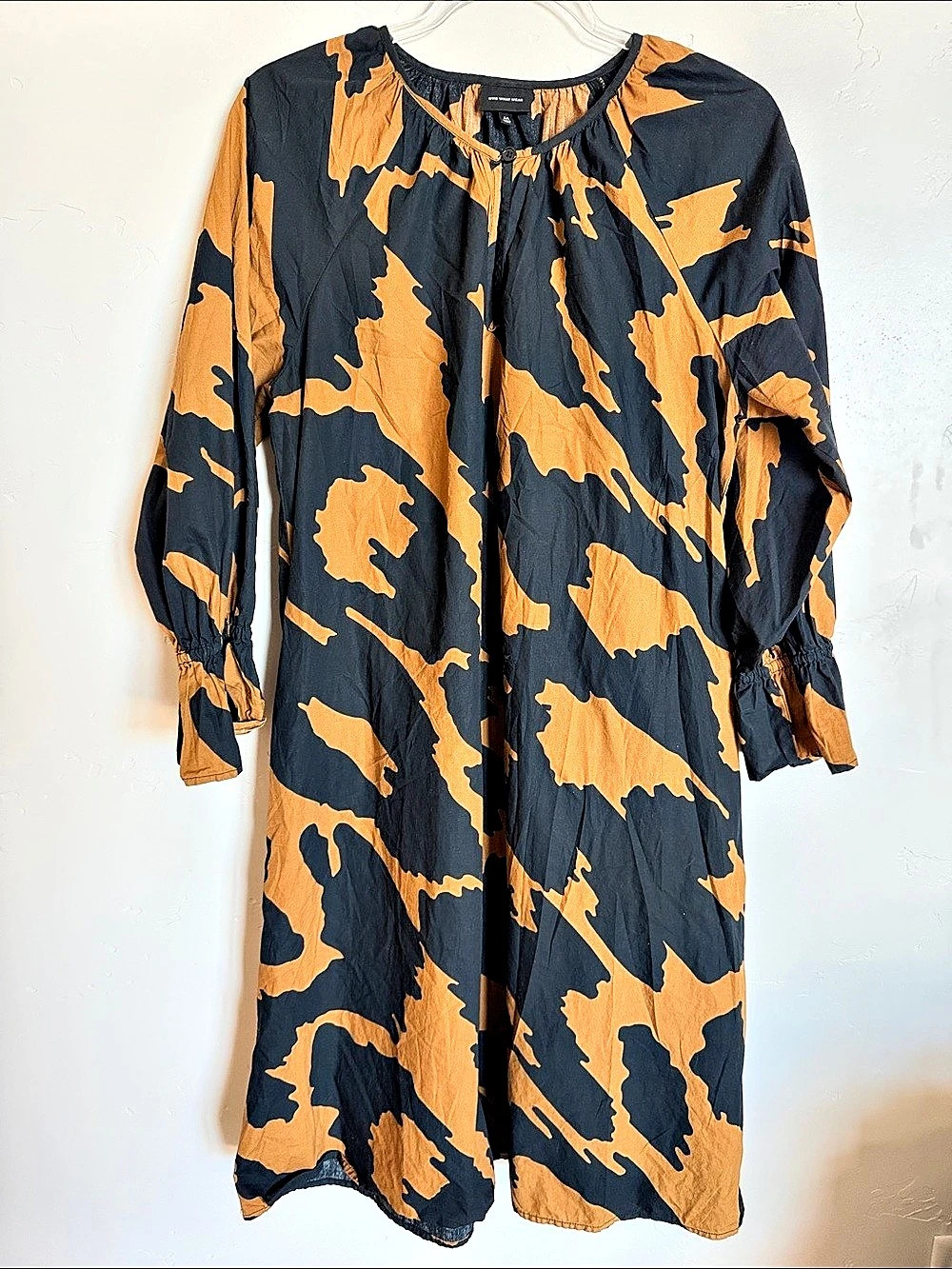 WHO WHAT WEAR Abstract Print Cotton Midi Dress Size Medium
